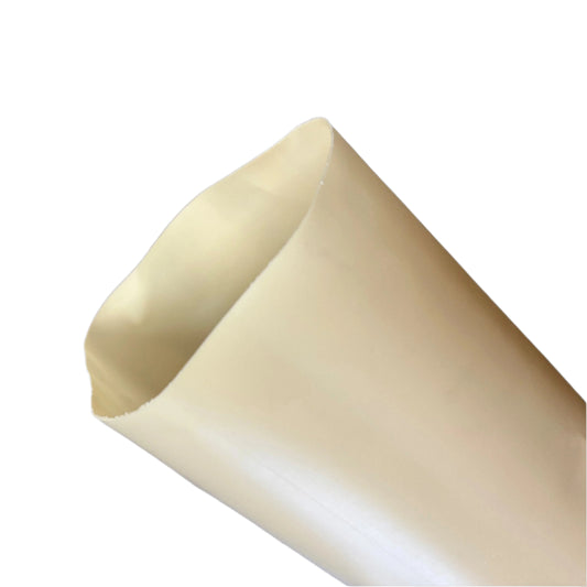 Close-up of a beige single-wall HDPE grow tube with a 4-inch diameter, ideal for protecting young trees in orchards and vineyards
